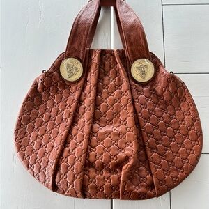 Gucci Brown Embossed Shoulder Bag